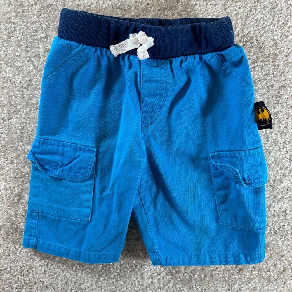 VTG y2k 2000s Batman boys blue shorts‎ sz 3T kidcore retro cargo shorts
